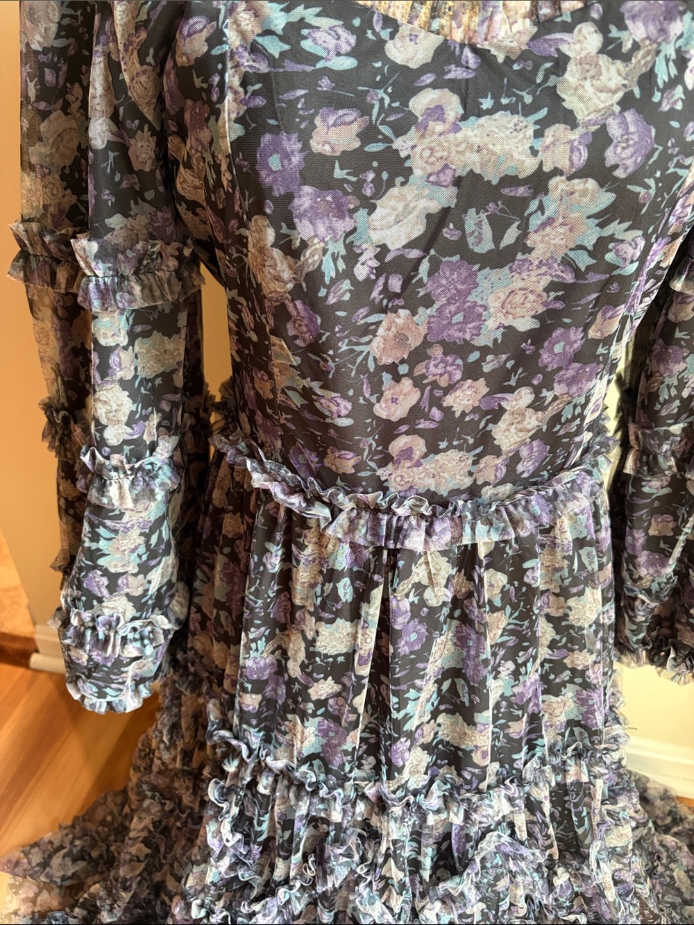 Ivy City Co Catherine Midi Maxi Dress Ruffle Floral Long Sleeve Modest - Picture 6 of 9